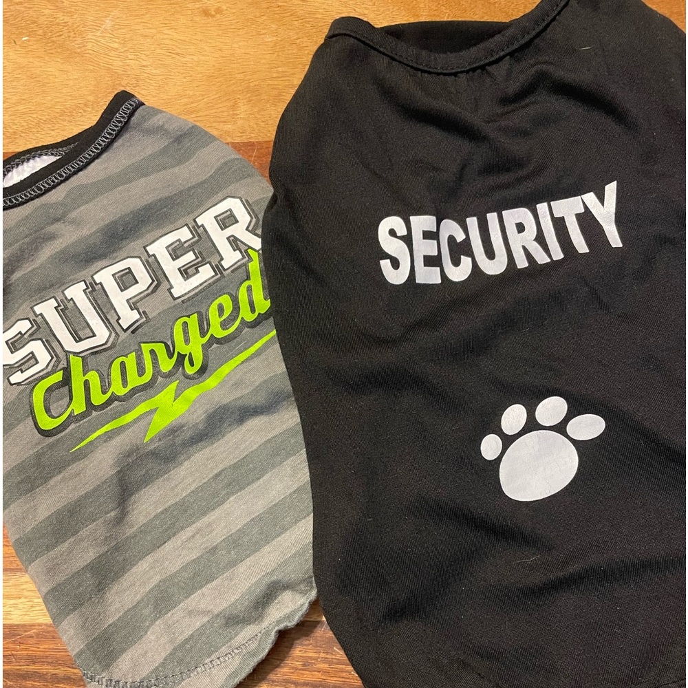 Four doggie shirts